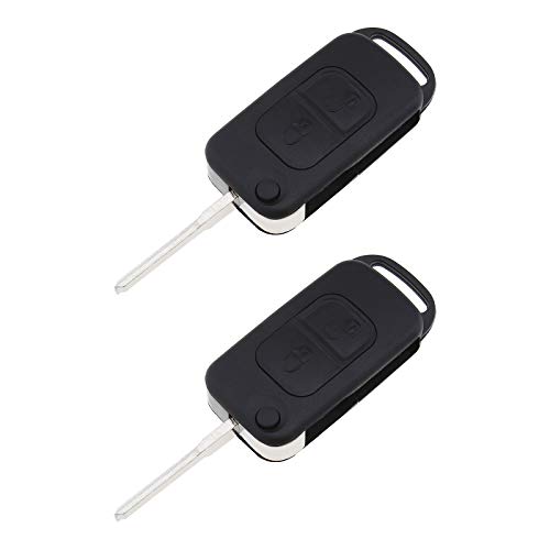 2 x 2 botones remoto plegable llavero para llave de coche con llave sin cortar en blanco compatible con SLK E113 ACES W168 W202