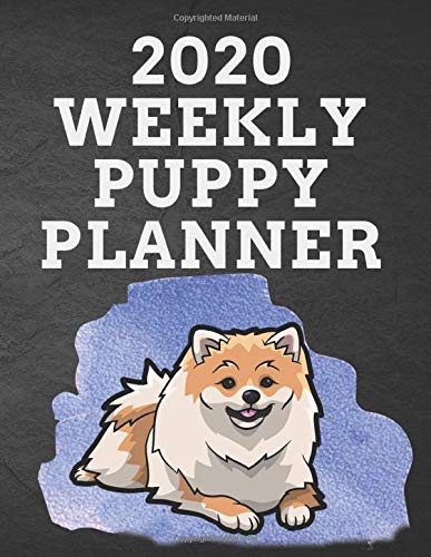 2020 WEEKLY PUPPY PLANNER: 8.5"x 11" 115 Page Happy Pomeranian Dog Lover Gift with Blue on Black Back Academic Year At A Glance Planner Calendar With ... for Pom Pom Moms (Pomeranian 2020 Planners)