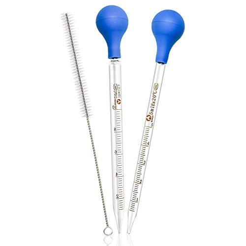 2Pcs pipetas,5ml,10ml Pipetas Cuentagotas con Cepillo de Limpieza,Cuentagotas de la Pipeta,Pipeta de Cristal,Cuentagotas de Pipeta Graduado,Pipeta de Goma para Tratamientos Fluidos Líquidos