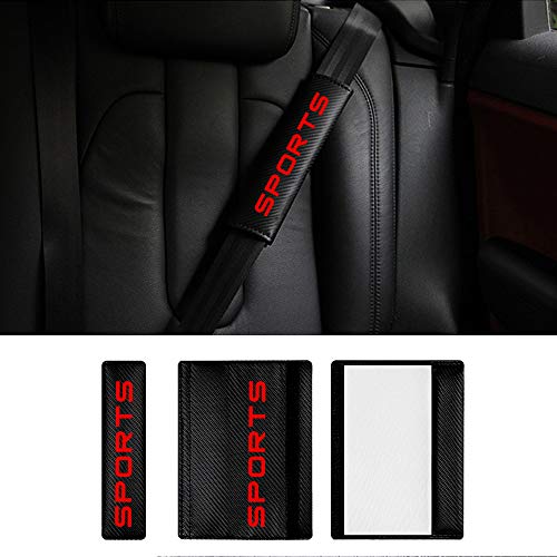 8X-SPEED para Focus Almohadillas para Cinturón de Seguridad de Fbra de Carbono Cubierta de Correa de Asiento Extraíble y Lavable para Mochila Cojín Hombro Funda 2 Piezas Rojo