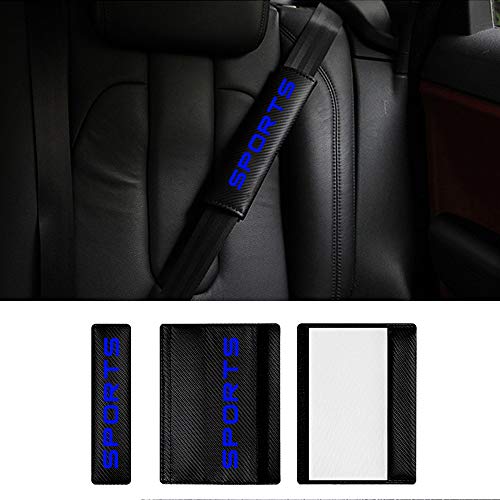 8X-SPEED para Focus Almohadillas para Cinturón de Seguridad de Fbra de Carbono Cubierta de Correa de Asiento Extraíble y Lavable para Mochila Cojín Hombro Funda 2 Piezas Azul