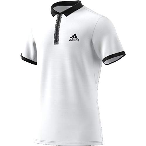 adidas Escouade Polo, Hombre, Blanco/Negro, L