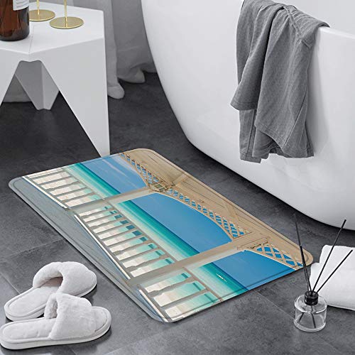 Alfombra de Baño Antideslizante 60x100 cm,Decoración blanca, playa de Varadero en Cuba desde una imagen de ter,Alfombrillas Baño Microfibra Súper Suave Absorbente Tapete de Piso para Ducha,Cocina,Baño