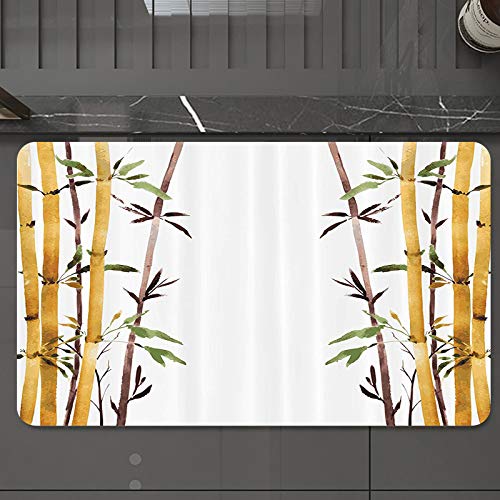 Alfombrilla de Baño Antideslizantes de 50X80 cm,Bamboo Set, Bamboo Grove Calma tu mente, más, Tapete para el Piso Lavable a Máquina con Microfibras Suaves Absorbentes de Agua para Bañera, Ducha y Baño