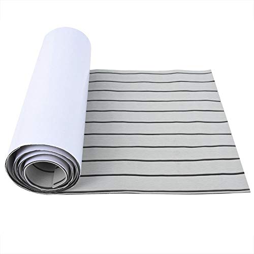 Alomejor Plataforma de Cubierta para Barcos Piso Antideslizante Plataforma para Plataforma de Cubierta Espuma EVA Faux Teca Marine Mat(Gray & Black Strips)