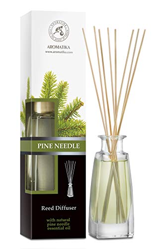 Ambientador de Pino 100ml con Varillas de Ratán -- con Aceite Puro Natural de Pino - Difusor de Varillas para de Pino pour Cuartos - Baños - Hogares - Oficinas - Boutiques - Restaurantes Aromaterapia