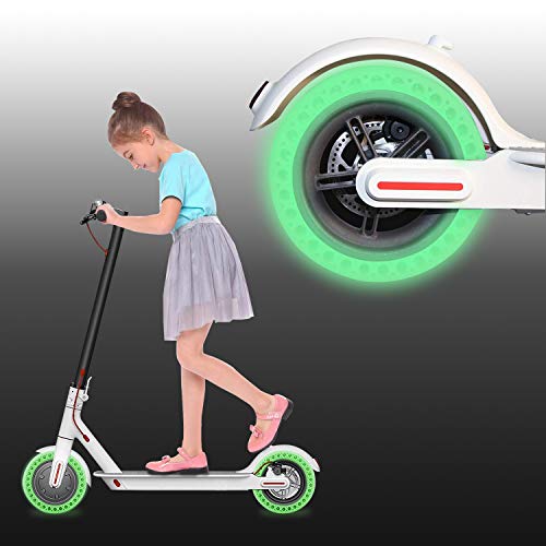 Ancocs Ruedas fluorescentes de repuesto para scooter Xiaomi M365 de goma completa, 1 pieza con diseño de panal, resistente al desgaste y a los golpes