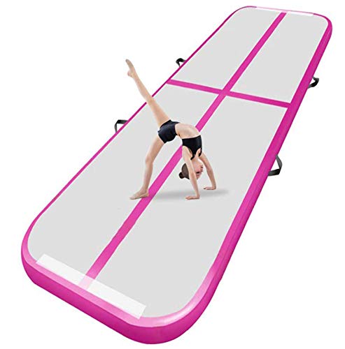 AORISSE Gimnasia, Colchoneta Inflable De Gimnasia De 500 X 200 X 20 CM Colchoneta De Entrenamiento, Colchoneta De Yoga De Artes Marciales Taekwondo con Bomba De Aire Eléctrica,Rosado