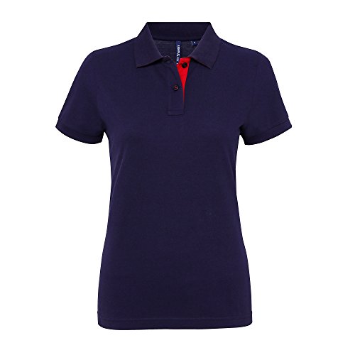 Asquith & Fox Women's Contrast Polo, Multicolor (Navy/Red 000), 40 (Talla del Fabricante: Medium) para Mujer