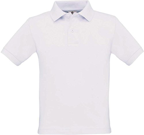 B&C Collection Top Polo Manga Corta Lisa Unisex para niño Safran tee - Blanco (7-8 Años)