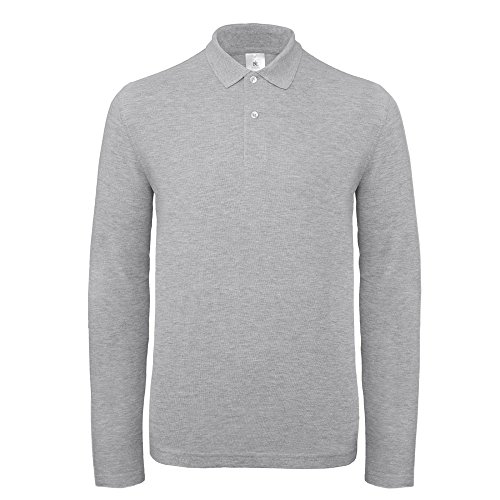 B&C - Polo de Manga Larga ID.001 para Hombre (3XL/Gris Topo)