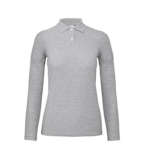 B&C - Polo de Manga Larga ID.001 para Mujer (L/Gris Topo)