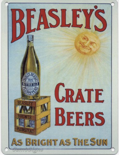 Beasley cajón de Cervezas Brillante como el Sol Placa de Cartel de Metal esmaltado para Pared (200 mm x 150 mm