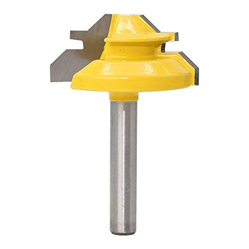 Belupai 1 Unid. 45 Grados Cerradura Mitre Router Bit 1/4 pulgada Caña Carpintería Tenón Fresa Herramienta Fresa de taladrado para la aleación de carburo de madera