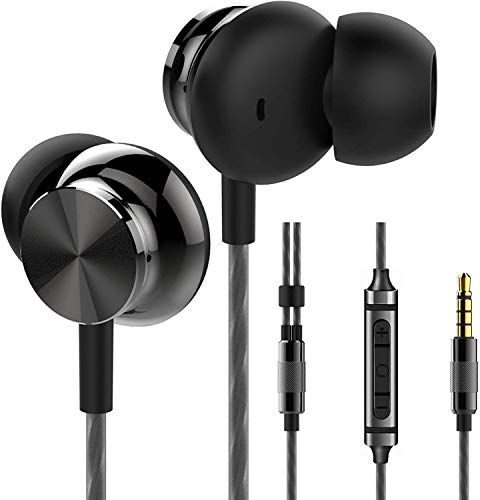 Betron BS10 Auriculares con micrófono y Control de Volumen, Potente Sonido impulsado por Graves, Controladores Grandes de 12 mm, diseño ergonómico, Negro