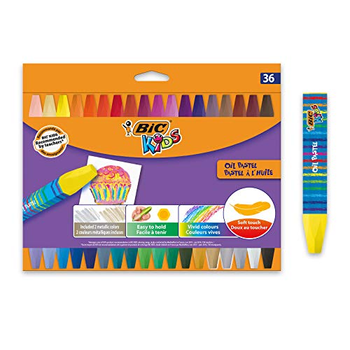 BIC Kids - Blíster de 36 unidades, oil ceras blandas, colores surtidos