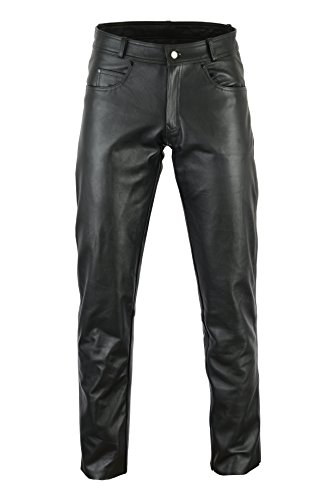 Bikers Gear Australia Pantalones Vaqueros de Piel Suave para Hombre, Hechos de Piel de Primera Calidad, para un Ajuste cómodo, Color Negro, Talla M