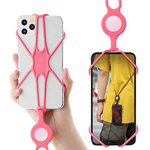 Bone Crossbody Phone Tie 2, Correa para Teléfono Crossbody Cordón Universal Silicona Caso con Cuello Correa, Funda Silicona para iPhone 12 Mini 12 11 Pro Max, Galaxy S Pixel (Rosado)