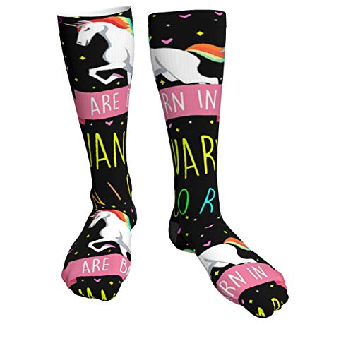 Calcetines gruesos unisex con diseño de la bandera de Estados Unidos, color rojo y blanco, 50 cm Rosa Los unicornios nacen en enero Talla única