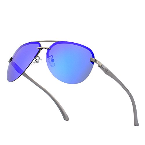 CGID GA43 Aleación Al-Mg premium sin reborde Pilot gafas de sol polarizadas UV400,bisagras de resorte duplicadas completas gafas de sol para Hombres Mujeres