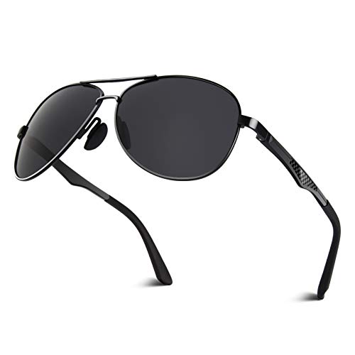 CGID GA61 Prima de aleación Al-Mg Pilot gafas de sol polarizadas UV400, bisagras de resorte duplicadas completas gafas de sol para Hombres Mujeres