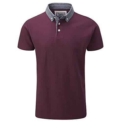 Charles Wilson Originals Polo De Piqué con Cuello De Cambray (Medium, Dark Port (1019))