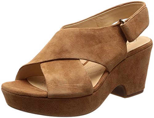 Clarks Maritsa Lara, Sandalias de Talón Abierto Mujer, Marrón (Tan Suede), 39.5 EU