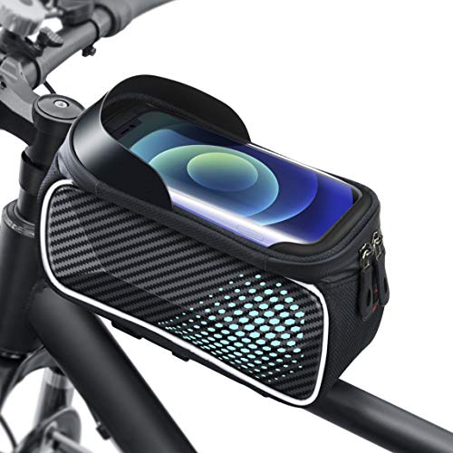 Cocoda Bolsa Bicicleta, Estanca Accesorios Bicicletas Montaña con Reflective Tapes y Orificio para Auriculares, Gran Capacidad Pantalla Táctil Bolsa Compatible con Moviles Debajo de 6,5 Pulgadas