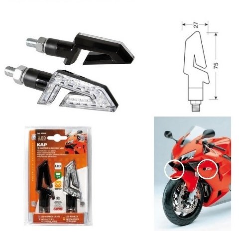 Compatible con Polaris Scrambler 850 XP EPS par de Intermitentes para Moto de LED 12 V lámpara 90246 homologadas Negras indicador de dirección Lente Blanca luz Naranja