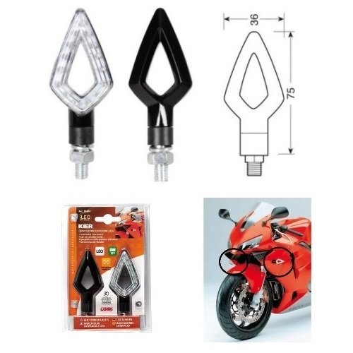 Compatible con Polaris Sportsman 850 EFI XP EPS E 4X4 Par de Intermitentes LED 12 V para Moto Lampa 90247 Kier homologadas Indicador de dirección Negro con luz Naranja