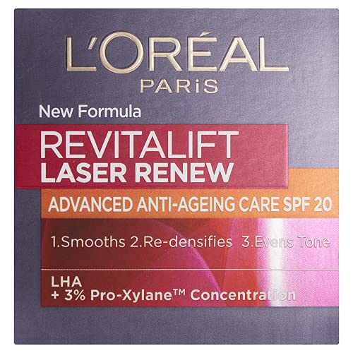 Crema facial antiedad L'Oreal París Revitalift Laser Renew, con SPF 20, 50 ml