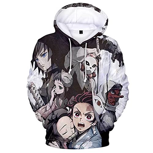 cshsb Demon Slayer Sudadera para Niños Estilo 3D Impresión Gráfica Sonido Eléctrico Cool Manga Larga Suéter Adolescentes Pullover,W,XXL-3XL