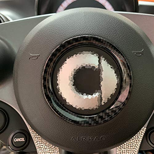 Cubierta Central del Panel del Volante de Acero Inoxidable para el Nuevo Smart 453 Fortwo Forfour 2015-2018 Anillo de Metal Decorativo autopartes,Carbonfiberpattern