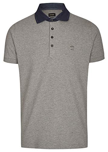 Diesel Hombre Serpico Denim Collar Polo Shirt, Gris, Medium