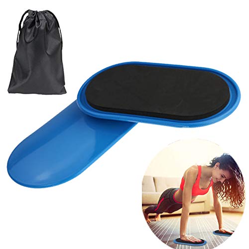 Discos Deslizantes Ovalado Sport Fitness, 2x Core Sliders de Ejercicio, Sliders Entrenamiento del Core Doble Cara con Bolsa de Transporte, para Ejercicios de Cuerpo para alfombras y Pisos Duros(Azul)