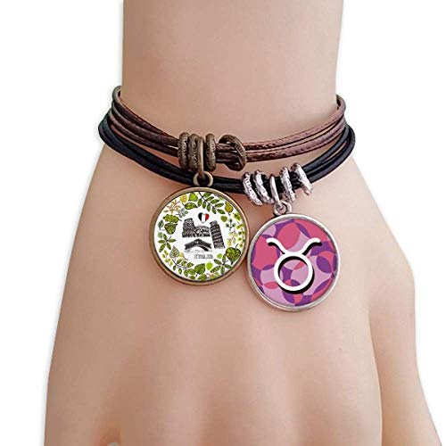 DIYthinker Coliseo Pisa Puente Rialto Italia Pulsera Brazalete Cuerda Tauro