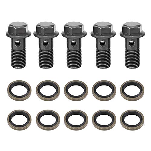 EBTOOLS 5pcs Motocicleta Pernos de Banjo y Arandelas para el Freno Pinza Cilindro Maestro M10 x1.25 / M10 * 1.0 mm(M10×1mm)