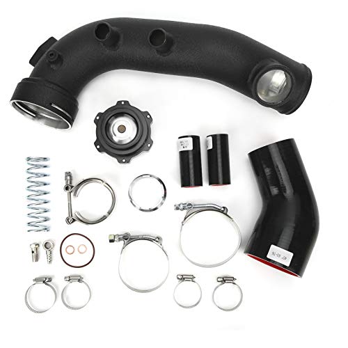 EBTOOLS Turbo Air Intake Charge Hard Pipe Air Intake Turbocharge Pipe con kit de válvula de soplado negro Aleación de aluminio Tubo de silicona apto para motor N54