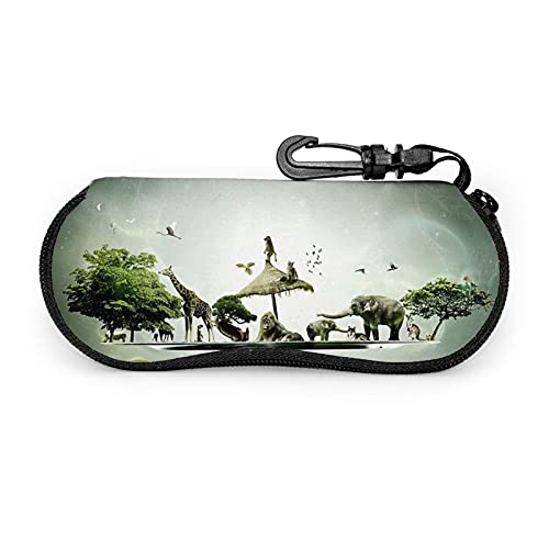 Estuche de gafas con cremallera Animales creativos en la placa Anti-arañazos portátil viaje suave horizontal gafas caso para hombres y mujeres