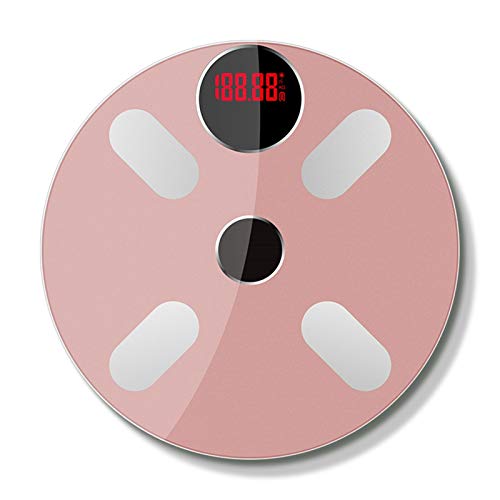 FDSJKD Bluetooth Cuerpo Escala de Grasa Escala de Peso Balance Cuerpo Capital Analizador Inteligente Electrónico □ Escalas de Piso Escala de baño Digital (Color : Pink)