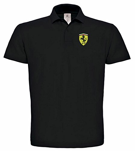 Ferrari Negro Polo Bordado súper una Primera algodón - 080 (M)