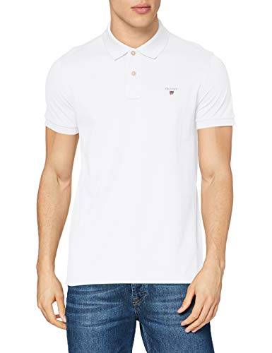 GANT Solid Pique SS Rugger, Polo para Hombre, Blanco (White), 56 (Talla del Fabricante: 3XL)