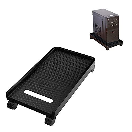 GJJN Soporte de para Carro Computer Tower Caja de Escritorio, Soporte para Carro móvil con Ruedas de Bloqueo marrón Oscuro, con Laterales Protectores, Soporte para con 4 Volantes bajo el Escritorio