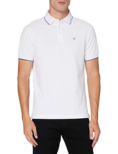 Hackett London Multi Trim Pique Camisa polo, 800 Blanco, M para Hombre