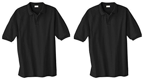 Hanes Polo de punto ComfortBlend EcoSmart, negro, M (paquete de 2)