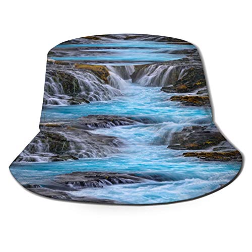 huagu Sombrero Pescador Unisex,Epoxi 3D para Pisos de Cascada,Plegable Sombrero de Pesca Aire Libre Sombrero Bucket Hat para Excursionismo Cámping De Viaje Pescar