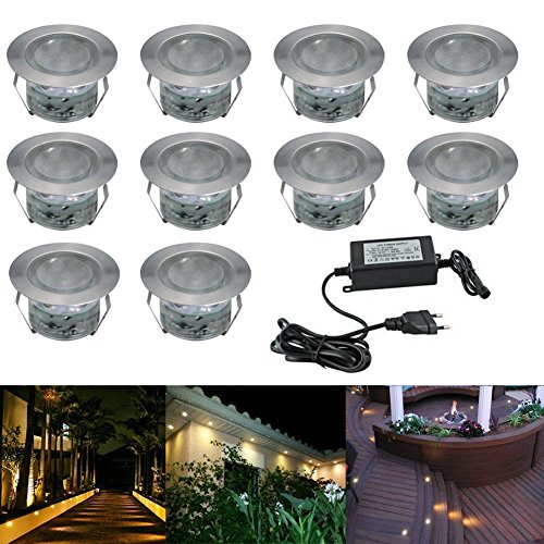 Iluminación LED de 12 V,  foco,  45 mm Eclairage exterior,  Decoration plafón,  terraza,  etancheimpermeable, metal plástico, Blanco cálido, 45mm,10pcs 12.00 volts