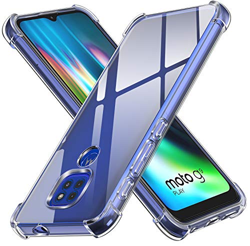 ivoler Funda para Motorola Moto G9 Play/Moto E7 Plus/Moto G9, Carcasa Protectora Antigolpes Transparente con Cojín Esquina Parachoques, Flexible Suave TPU Silicona Caso Delgada Anti-Choques Case