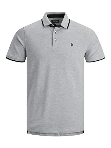 Jack & Jones Jjepaulos Polo SS Noos, Gris (Light Grey Melange Detail: Slim Fit - Melange), Medium para Hombre