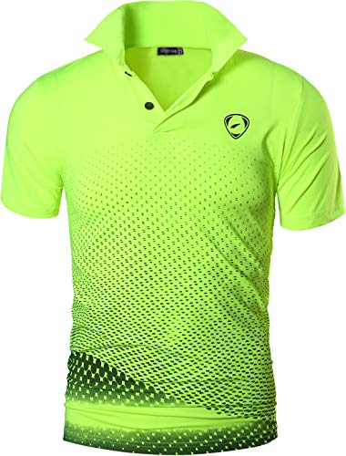 jeansian Hombre Sport Dry Fit Deportiva tee Shirt Tshirt T-Shirt Manga Corta Tenis Golf Bowling Camisetas LSL195 GreenYellow XL